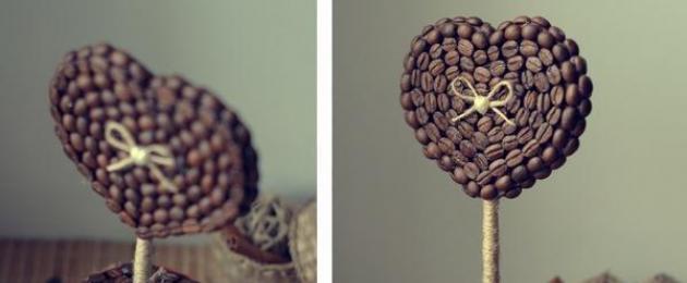 Kāda līme ir nepieciešama kafijas topiārijam.  Topiary izgatavots no kafijas pupiņām.  Foto un MK.  Kafijas koks 