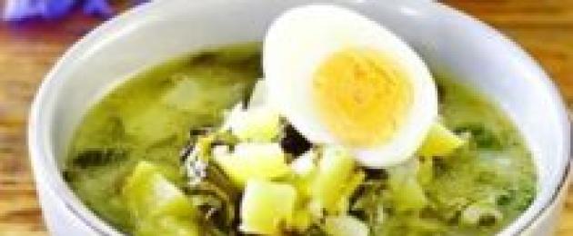 밤색과 계란 제조법을 곁들인 Shchi 녹색.  여름 수프, 녹색 보르시, 밤색 수프를 계란으로 요리하는 방법 : 요리법.  밤색 냉장고: 고전적인 조리법.  고기와 함께 Shchi 녹색 밤색